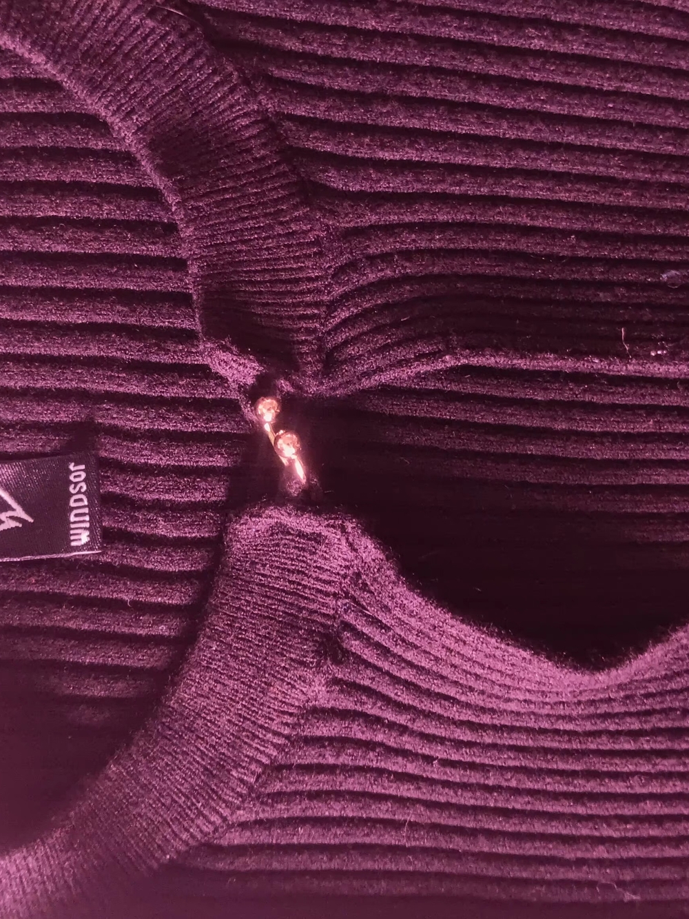 Windsor Women’s Ribbed Purple Sweater with Accent Closure